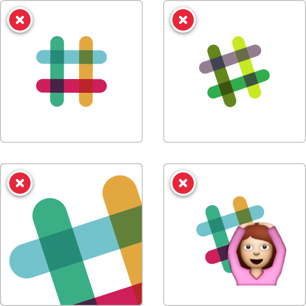 Do not crop, obstruct, change or rotate the Slack logo.