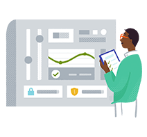 Illustration of person looking at machine