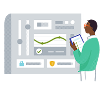 Illustration of person looking at machine