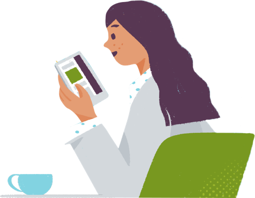 A woman with the latest version of Slack on her phone.